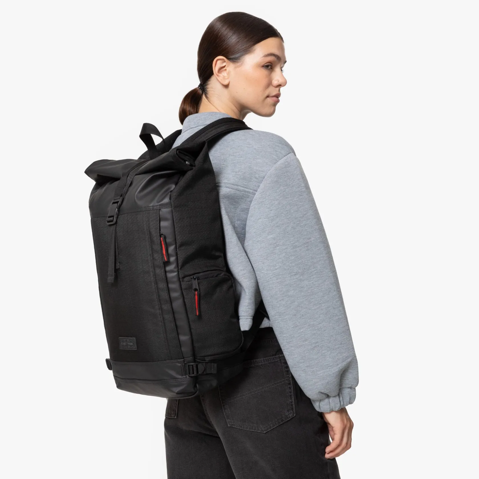 Eastpak Rolltop Rugzakken>TECUM ROLL CNNCTRipBlack